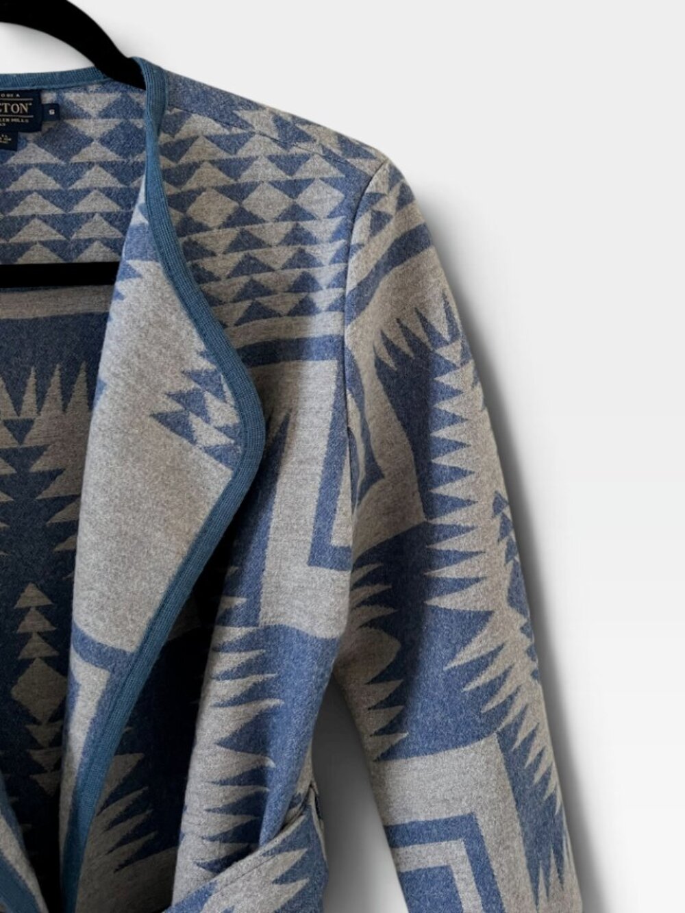 Pendleton Virgin Wool Aztec Jacket/Coat In Blue & Gray Size S - Picture 5 of 14